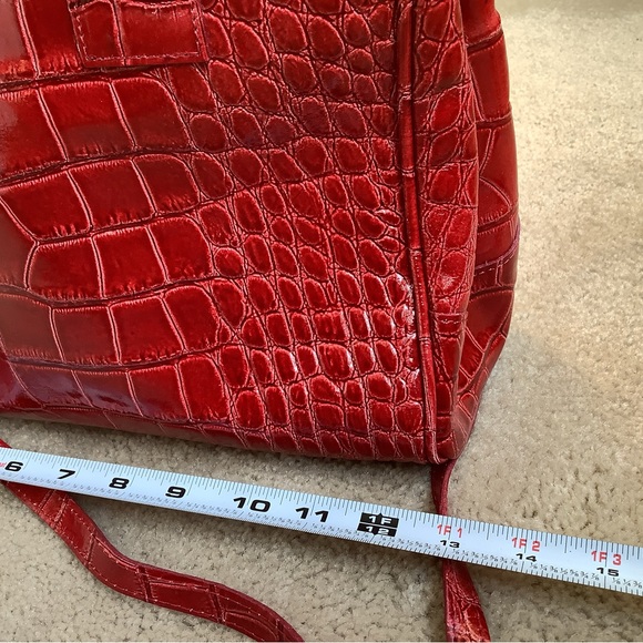 Genuine Leather, Made in Italy, red croc embossed, handbag - Picture 2 of 10
